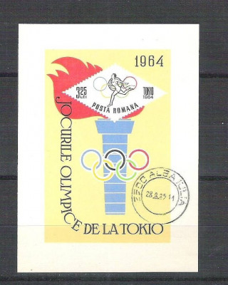Romania 1964 Olympics games Tokio, imperf. sheet, used Z.008 foto