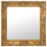 Oglindă de perete &icirc;n stil baroc, auriu, 50 x 50 cm, vidaXL