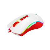 Mouse gaming Redragon Cobra alb cu rosu iluminare RGB