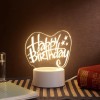 Lampa LED decorativa, 3D, Happy Birthday, cu USB si baterii, 20 cm inaltime, din material acril si telecomanda inclusa