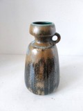 Vaza ceramica vintage, &Uuml;-Keramik 1534/18 - West-German Mid-Century anii 60, inaltime 18 cm, glazura albastru - negru - auriu