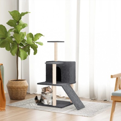 vidaXL Ansamblu de pisici, st&amp;acirc;lpi din funie sisal, gri &amp;icirc;nchis, 109 cm foto