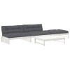 Set mobilier de gradina cu perne, 4 piese, alb, lemn masiv