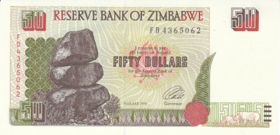 Bancnota ZImbabwe 50 Dolari 1994 - P8 UNC foto