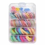 Cumpara ieftin Set accesorii par 25 elastice 1.5 cm, 20 elastice spiralate, 20 elastice textile, 5 cleme ursulet 0.8 cm, multicolor, cutie depozitare