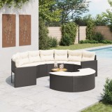 Gossi set canapea de gradina, 3 piese, semi-rotunde, negru, poliratan