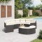 Gossi set canapea de gradina, 3 piese, semi-rotunde, negru, poliratan