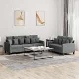 vidaXL Set de canapele cu perne, 2 piese, gri &icirc;nchis, textil