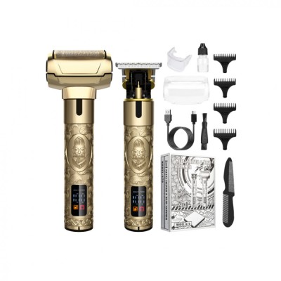 Aparat de Ras/Barbierit, Trimmer, Set Masina de Tuns Parul pentru Barbati, Trei Lame, Profesionale, Electric, Fara Fir, Incarcare USB, Acumulator, LCD foto