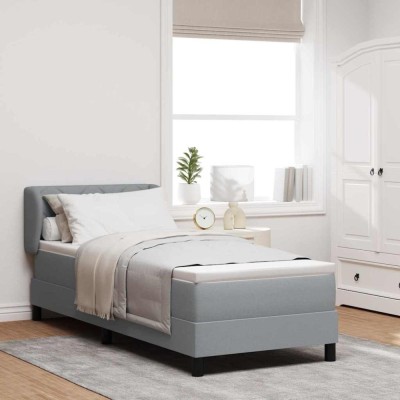 vidaXL Pat boxspring cu saltea Gri deschis 80 x 200 cm țesătură 3340052 foto
