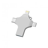 Cumpara ieftin Stick USB-C, Axeloni &reg;, conexiune 4 in 1 Lightning, MicroUSB, Type-C si USB, compatibil cu smartphone iOS si Android, 128GB, Gri, 128 GB