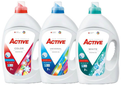 Detergent lichid pentru rufe albe + colorate + universal Active, 3 x 3 litri, 180 spalari foto