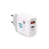 ALIMENTATOR retea SPACER Quick Charge 20W, USB Type-C PD+ USB Quick Charge, &quot;SPAR-DUOQ-01&quot; (timbru verde 0.18 lei)