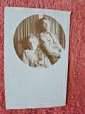 Fotografie tip carte postala, militar cu iubita, perioada interbelica