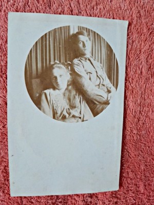 Fotografie tip carte postala, militar cu iubita, perioada interbelica foto