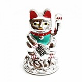 Cumpara ieftin Pisica norocoasa Maneki Neko argintie &amp;#8211; 11.5 cm