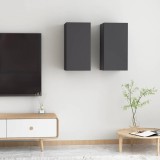 Comode TV, 2 buc., gri, 30,5x30x60 cm, lemn prelucrat