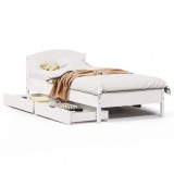 Cumpara ieftin Cadru de pat fara saltea, alb, 75x190 cm, lemn masiv de pin