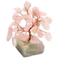 Copac cu cristale Cuart Roz naturale, piatra iubirii pure,suport pietre semipretioase, 8 cm