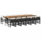Set mobilier de gradina cu perne, 13 piese, negru, poliratan