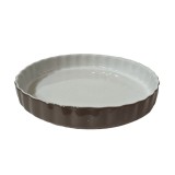 Vas termorezistent rotund, 28&times;4.5cm, Alb/Maro