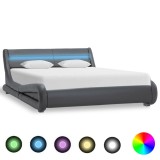 Cumpara ieftin Cadru de pat cu LED, gri, 160 x 200 cm, piele artificială