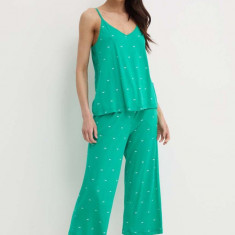 Dkny pijama femei, culoarea verde, YI90010