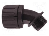 Conector &icirc;n unghi 45&deg; PG exterior poliamidă negru HelaGuard HellermannTyton