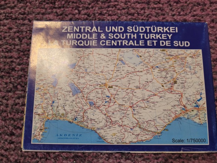 Harta turistica Cappadocia, Kapadokya, centrul si sudul Turciei, ilustrata