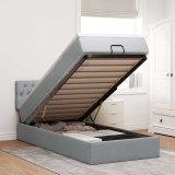 VidaXL Pat otoman cu saltea țesătură gri deschis 90x200 cm 3311511