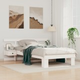 VidaXL Cadru de pat cu headboard Alb 90 x 190 cm Lemn de brad solid