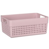 Cos de depozitare perforat cu manere, Neirini, Roz, 23 x 15 x 10 cm