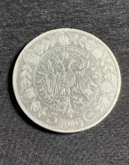 Moneda 5 coroane 1909 Austro-Ungaria argint