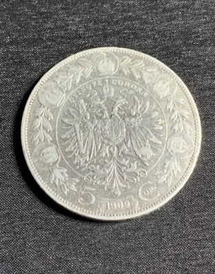 Moneda 5 coroane 1909 Austro-Ungaria argint foto
