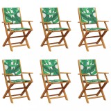 Cumpara ieftin Scaune pliante 6 buc. Material textil verde si lemn masiv