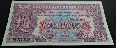 BANCNOTA MILITARA 1 POUND - MAREA BRITANIE, anul 1948 * cod 381 - seria 2 = UNC foto