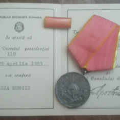 M1 DB - Decoratie cu brevet - Medalia muncii + bonus!