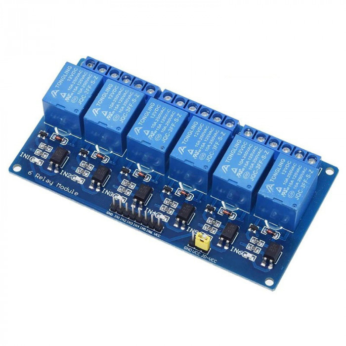 Modul releu 6 canale 12V / Relay optocoupler 6 channels Arduino (r.6155P)