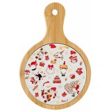Platou Craciun lemn ceramica multicolora II cm 12 x 18 H