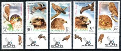 Romania 2007, LP 1760 a, Pasari de prada, seria cu tabs similar cu timbrul, MNH! foto