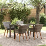 Set de dining pentru grădină cu 5 piese, gri, din ratan poliesteric