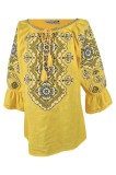 Bluza tip ie traditionala dama ML09, galben , marimea 2XL, Verde