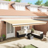 vidaXL Marchiză manuală retractabilă portocalie și albă 500x300 cm