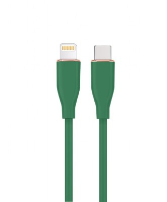 CABLU alimentare si date GEMBIRD, pt. smartphone, USB 2.0 Type-C (T) la Lightning (T), 20W, 1.5m, protectie silicon, verde, &amp;quot;CC-USB2S-CM8PM-1.5M-G&amp;quot; (t foto