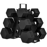 SPORTNOW Set de gantere 2x4kg 2x6kg 2x8kg cu suport, acoperire din cauciuc și m&acirc;ner antiderapant pentru acasă și sală | Aosom Romania