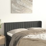 vidaXL Tăblie de pat cu aripioare gri &icirc;nchis 147x16x78/88 cm catifea