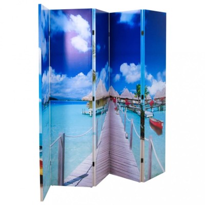 vidaXL Paravan de cameră pliabil, 200 x 170 cm, plajă foto