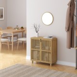 Dulap lateral Sirgerg din bambus natural, 77x72x33 cm, 2 usi