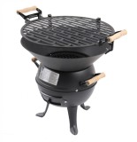 Gratar Gradina Carbuni Demontabil 35cm Fonta/Otel Negru Portabil M&acirc;nere Lemn