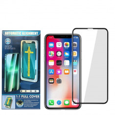 Folie Sticla Full Cover compatibila cu Apple iPhone XS, 5D full glue, 9H, 0.3MM, Margini Negre, Install KIT foto